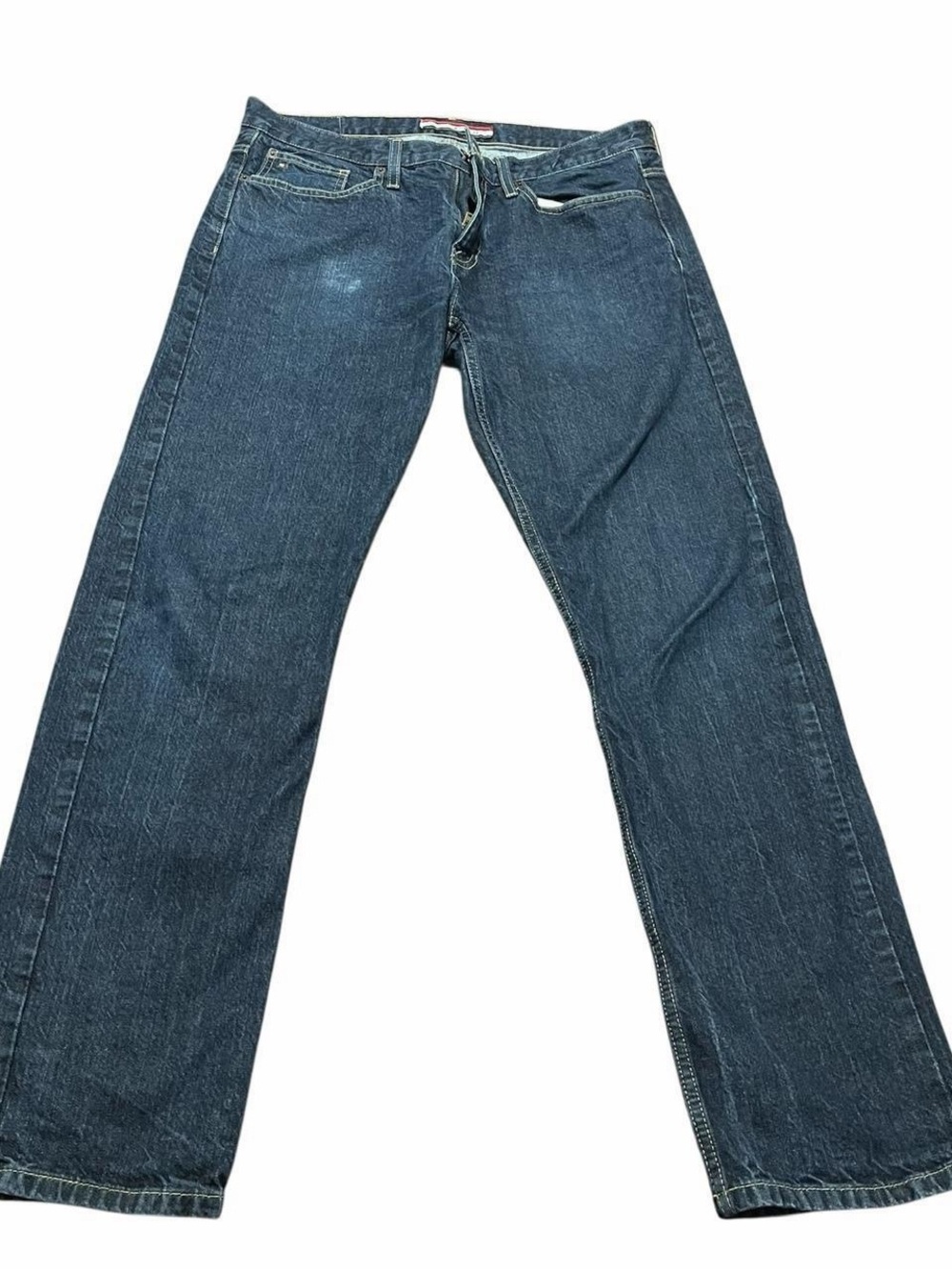 Tommy Hilfiger Mens Straight Leg Jeans Relaxed Fit Dark Wash Size 34 x32 Classic